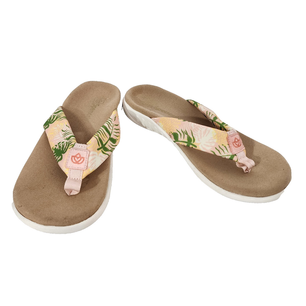 Spenco Womens Orthotic Flip Flop Sandals Tropical Palm Print Size 8.5B Slip On